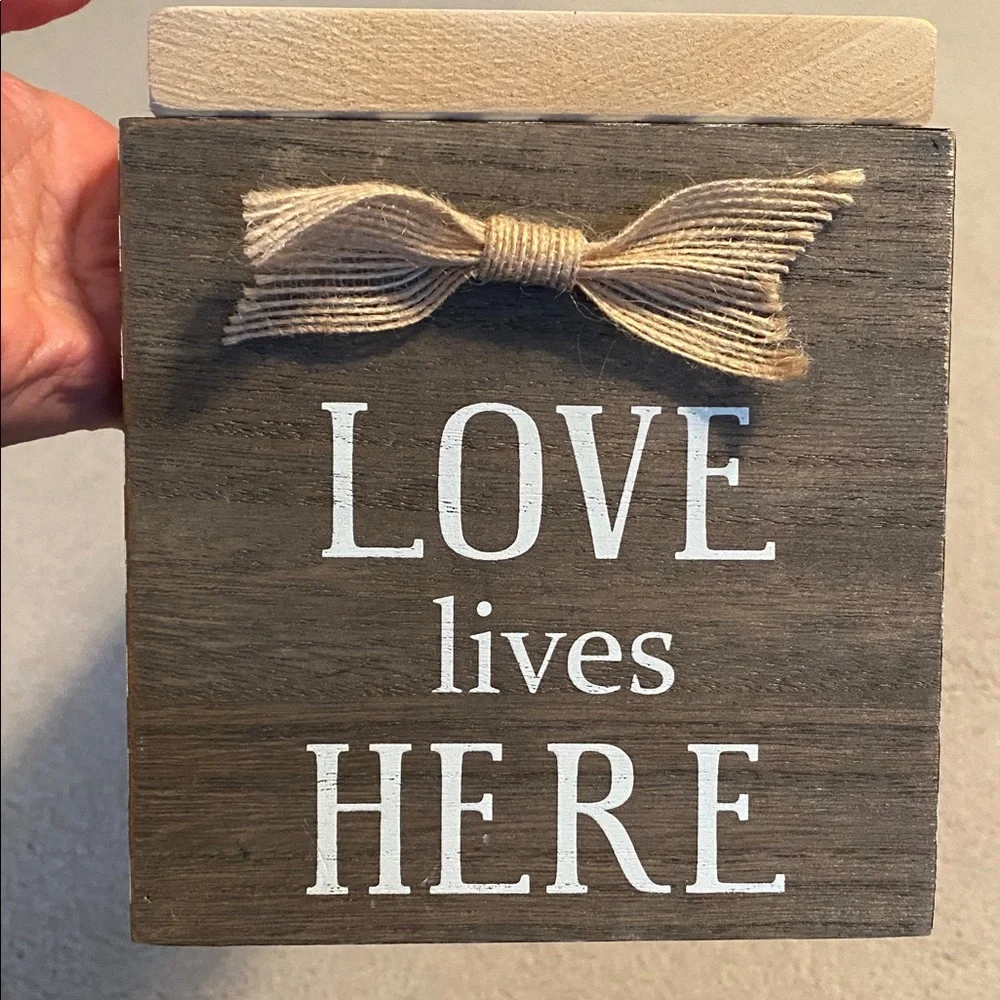 Wooden Shelf with Love Lives Here Sign
